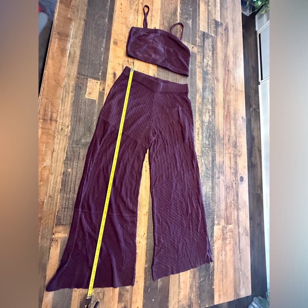 NWT Free People Dark Purple Lounge Set with Pants and Top